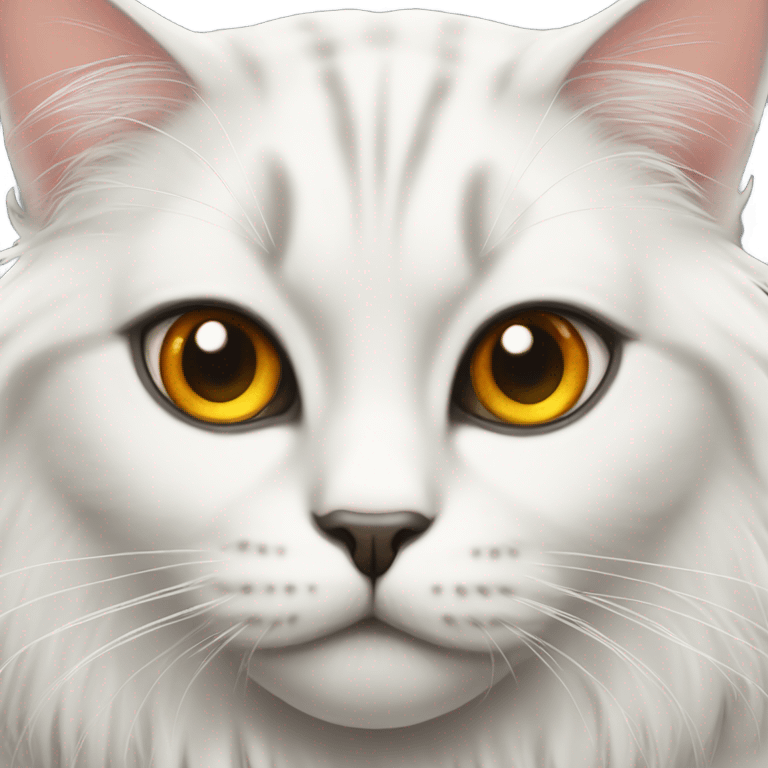 White hair Exotic cat with amber eyes emoji