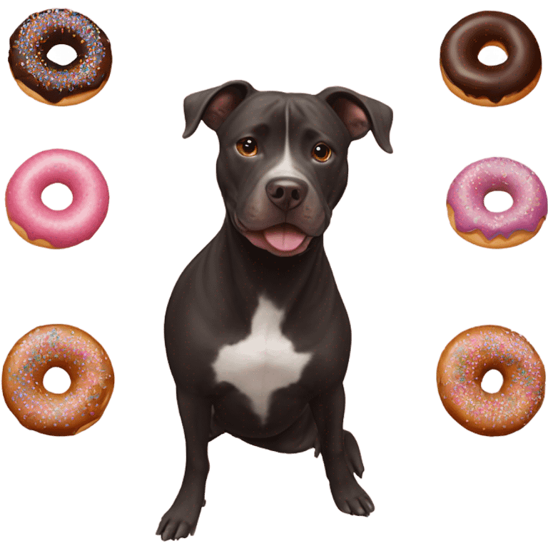 Black pitbull fused with a chocolate doughnut  emoji