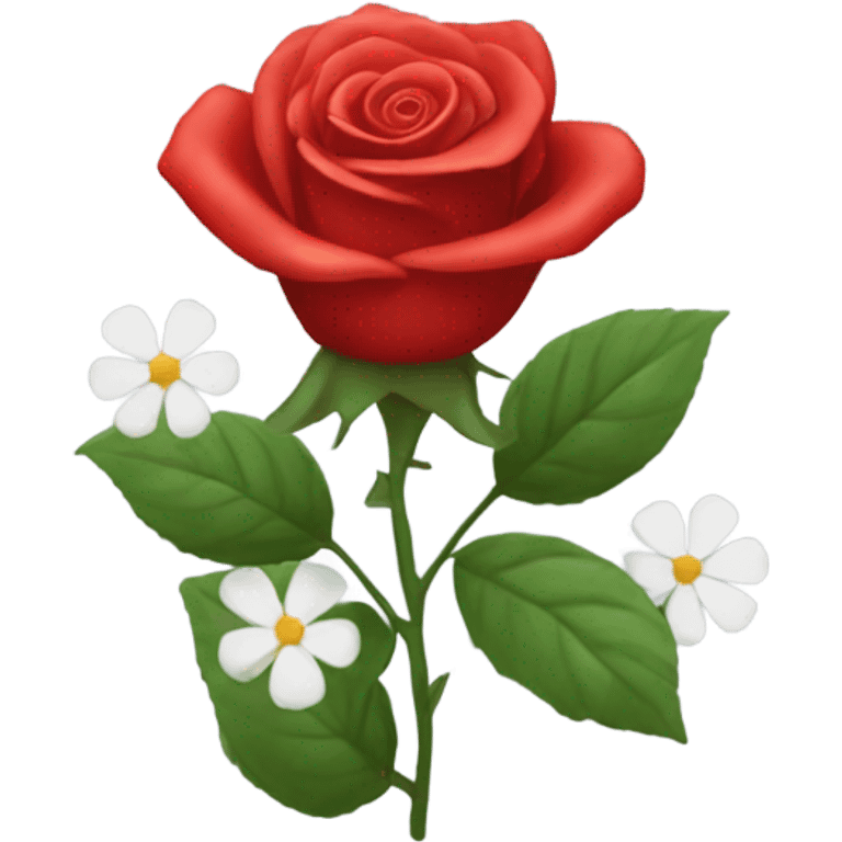 Red roses with little white flowers emoji