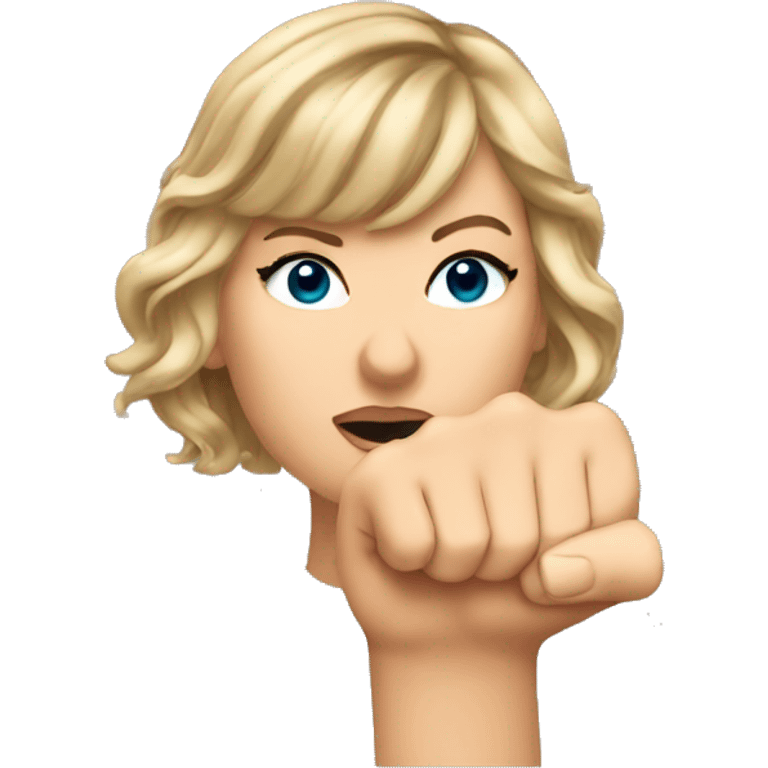 Taylor Swift pointing down with her finger emoji