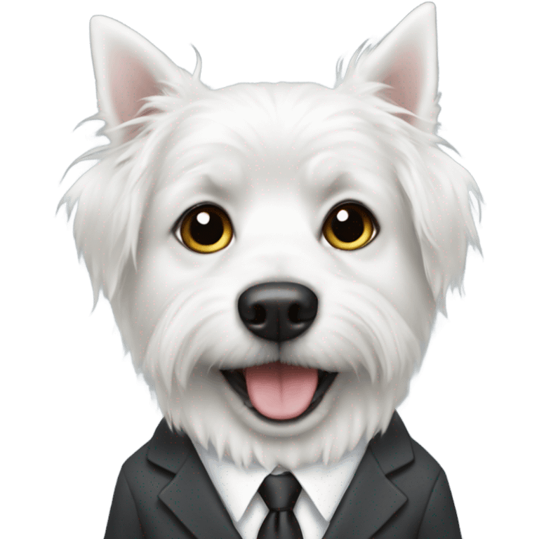 White dog wearing a suit emoji