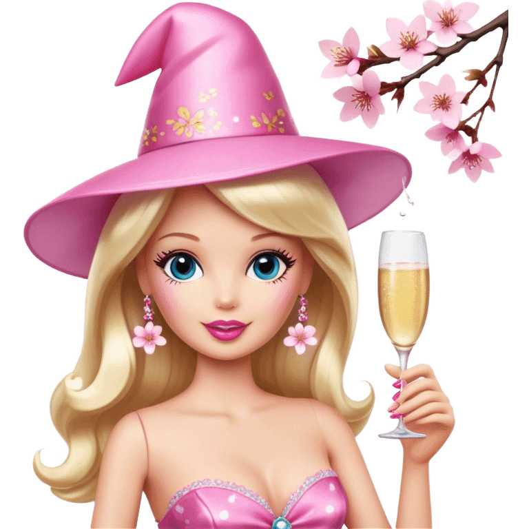 barbie with champagne,Cherry blossom emoji