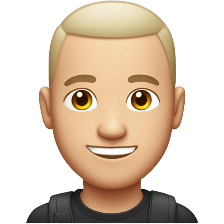 smirking man with pink buzz-cut emoji