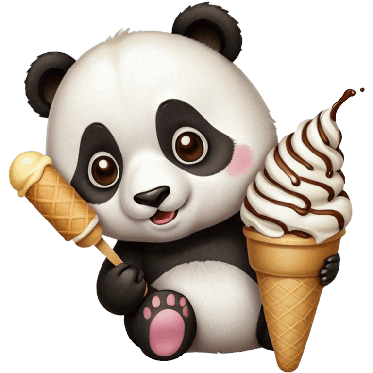 Panda eating ice cream emoji