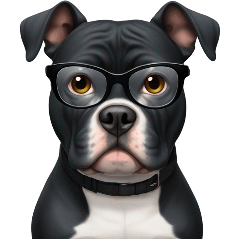 99% Black American Bully with nerd glasses emoji