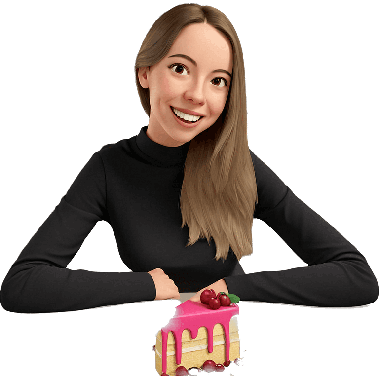 girl with cake and smile emoji