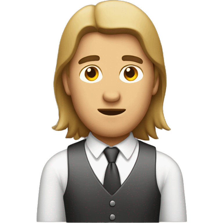 Tan man with mullet staring at the clock emoji