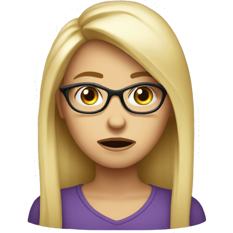 really confused and offended looking blonde girl with glasses emoji