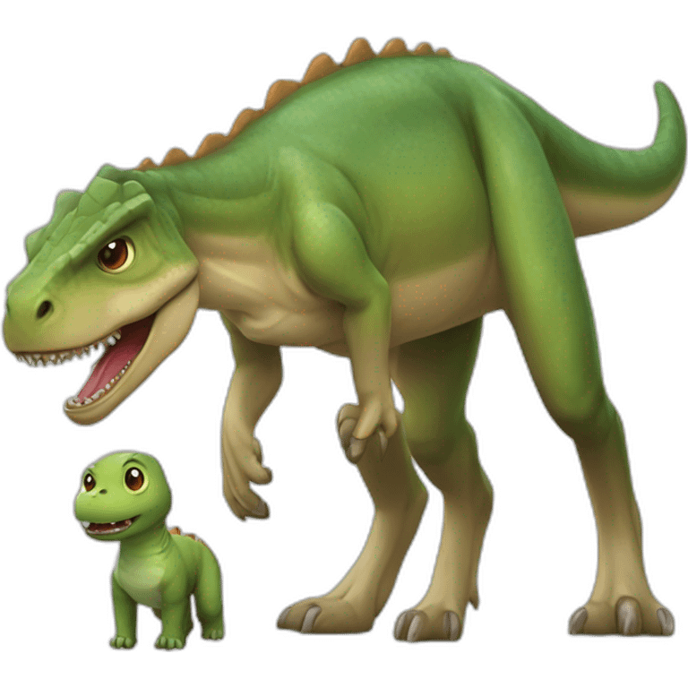 un dinosaure qui mange un chien emoji