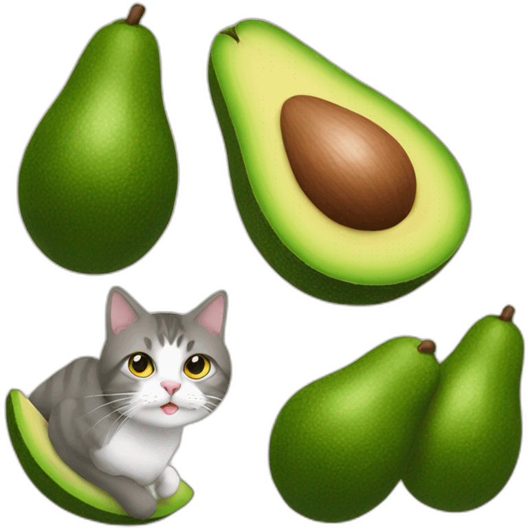 Avocados with a cat emoji