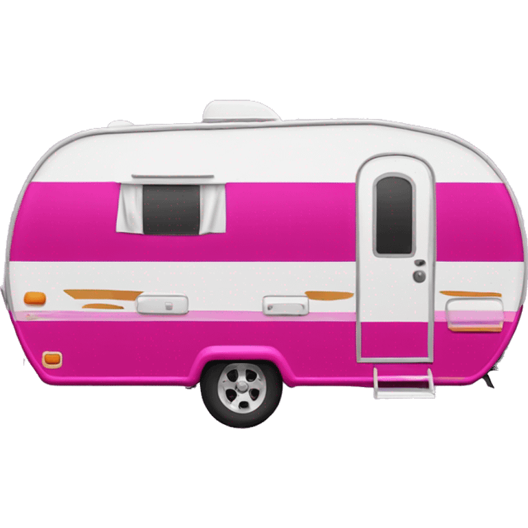 Realistic fuschia camping travel trailer isolated.  emoji