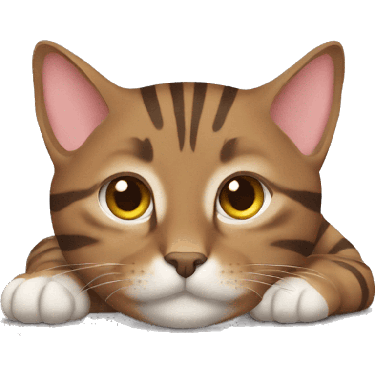 brown tabby cat lying down emoji