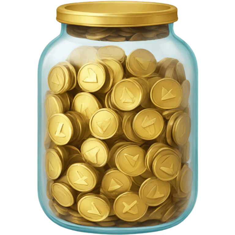 a transparent jar with coins inside emoji