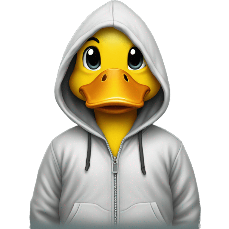 Duck wearing a hoodie emoji