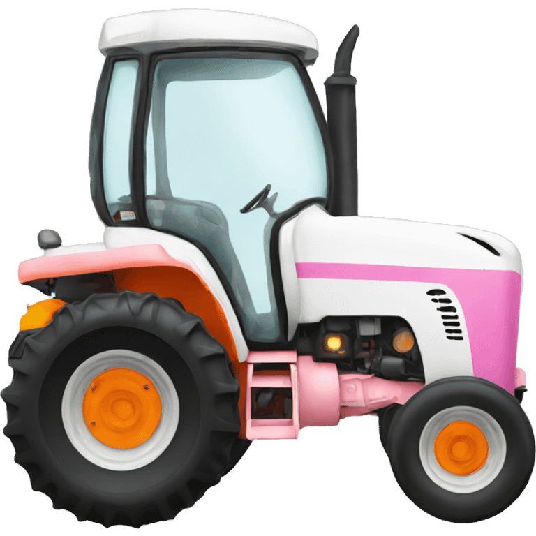 White, pink, orange farm tractor  emoji