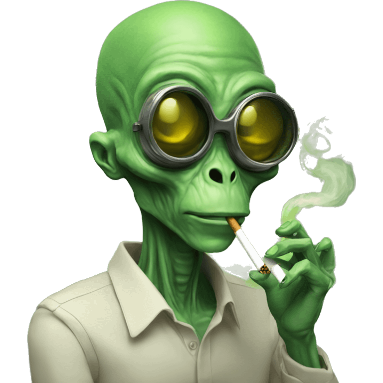 reggae alien smoking a cigarette emoji