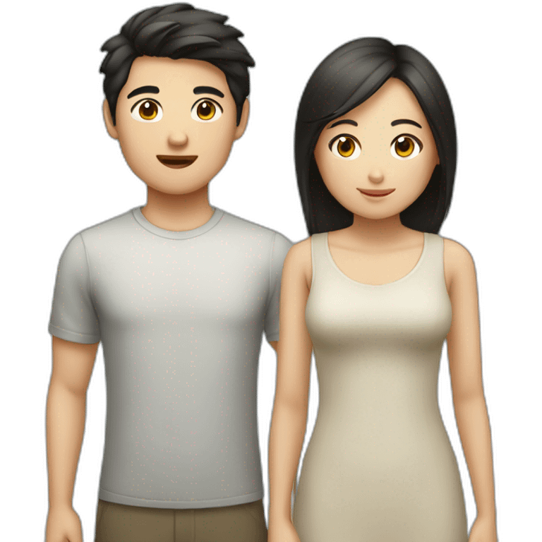 Asian boy and Caucasian girl couple emoji