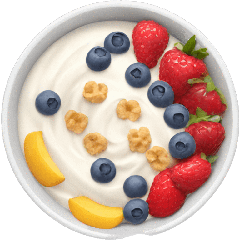 Yogurt bowl with cereal and fruits emoji