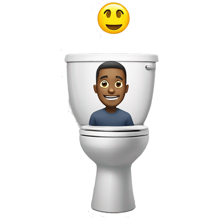 Man inside toilet with large smile  emoji