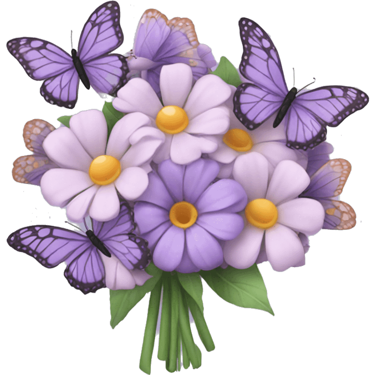 Pastel Purple bouquet with butterflies emoji