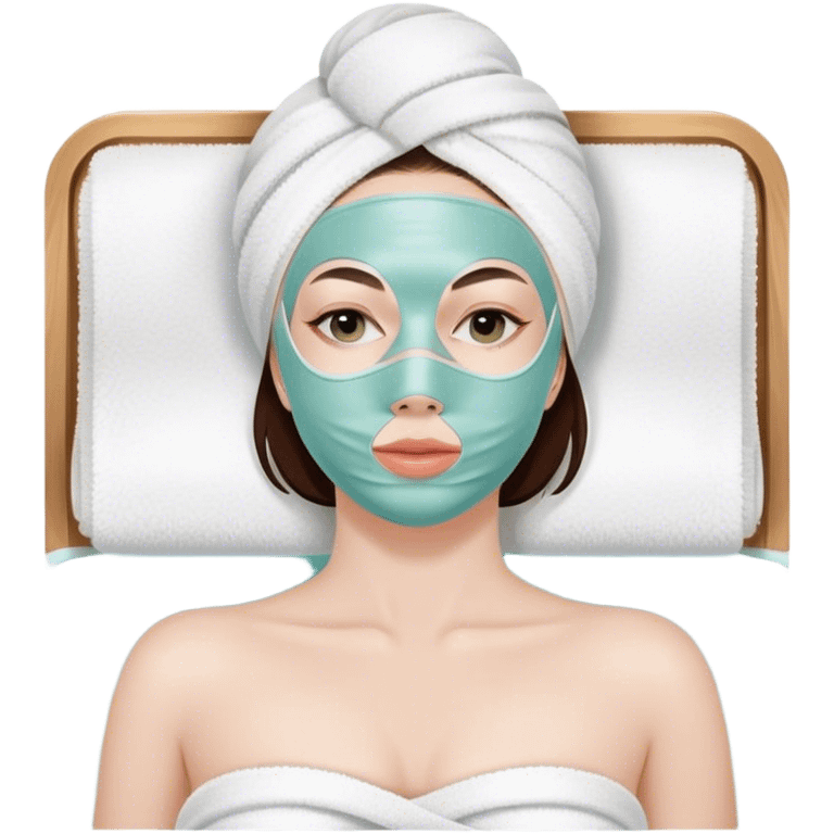 Lady with face mask spa beauty full face relaxing pale skin emoji