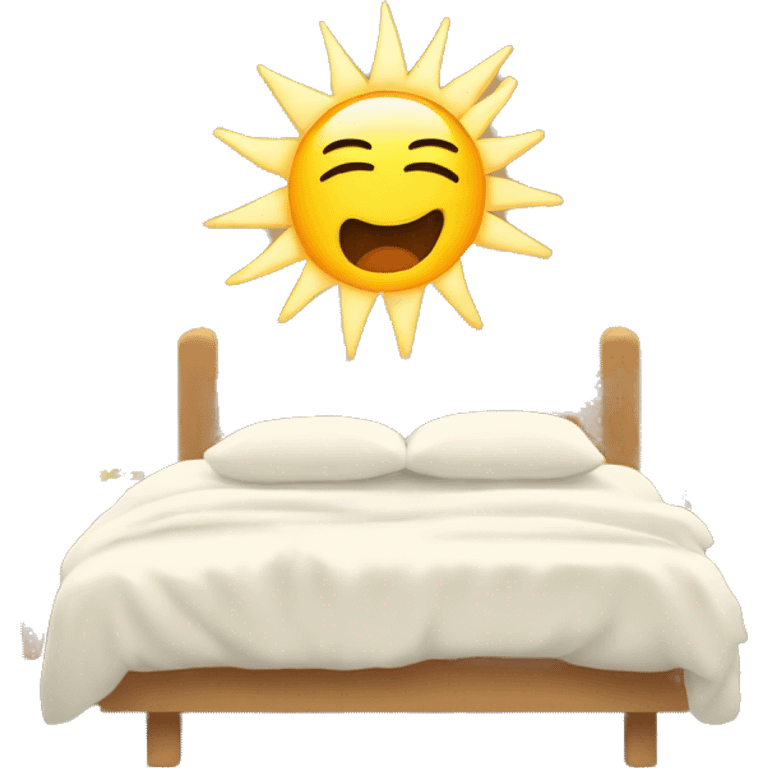 Rising up from bed with arms out with sun out  emoji