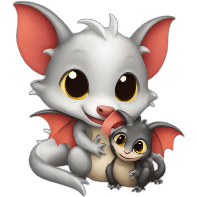 dragon cuddling an opposum emoji