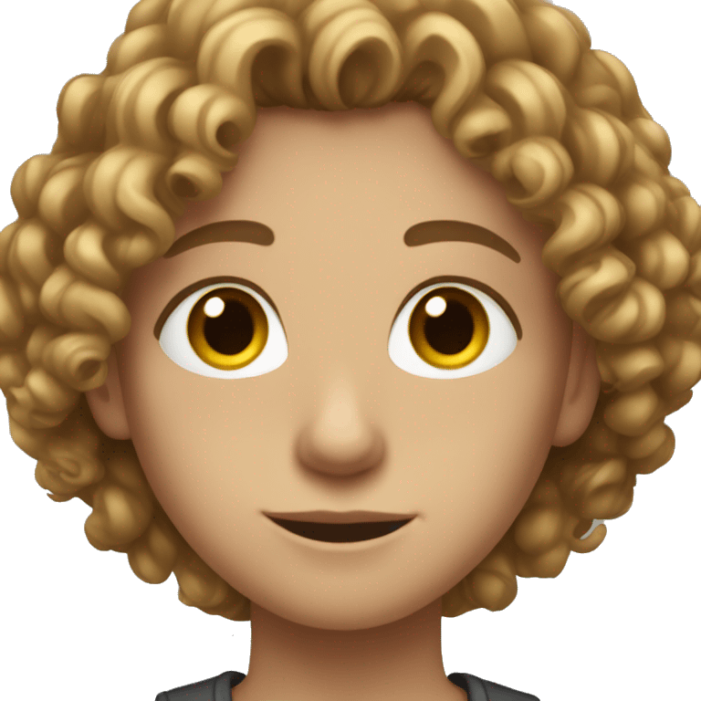 White Teen with brown blonde curly hair and brown eyes  emoji