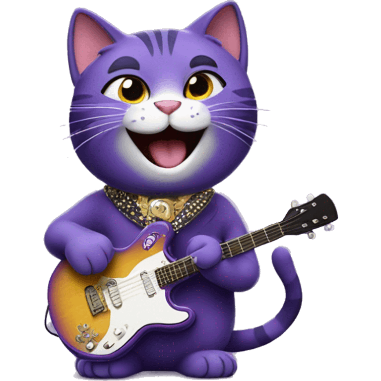 purple cat singing, cat in Elvis presley costume emoji