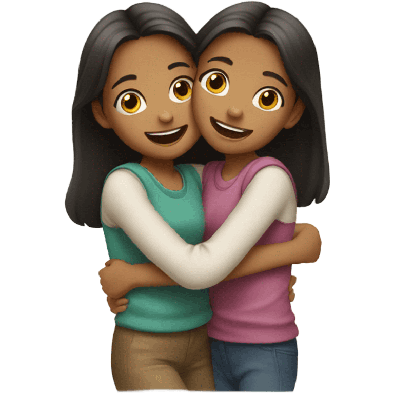 two girls hugging each other emoji