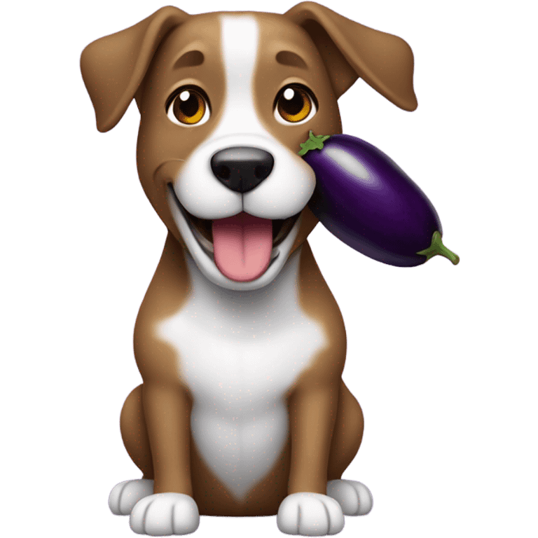 Dog eating eggplant  emoji