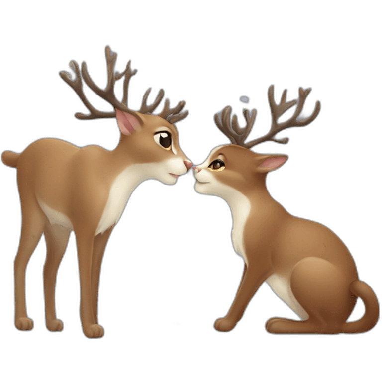 Cat kiss reindeer emoji