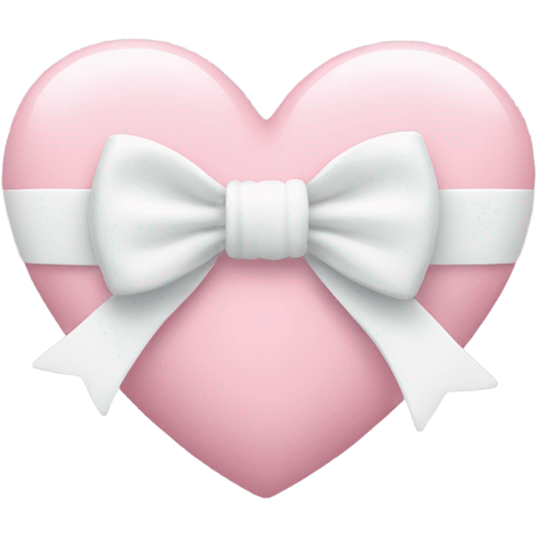 Pastel pink heart with white bow emoji