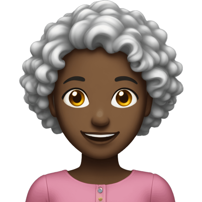 A black girl with lonh forehead and permed hair smiling  emoji