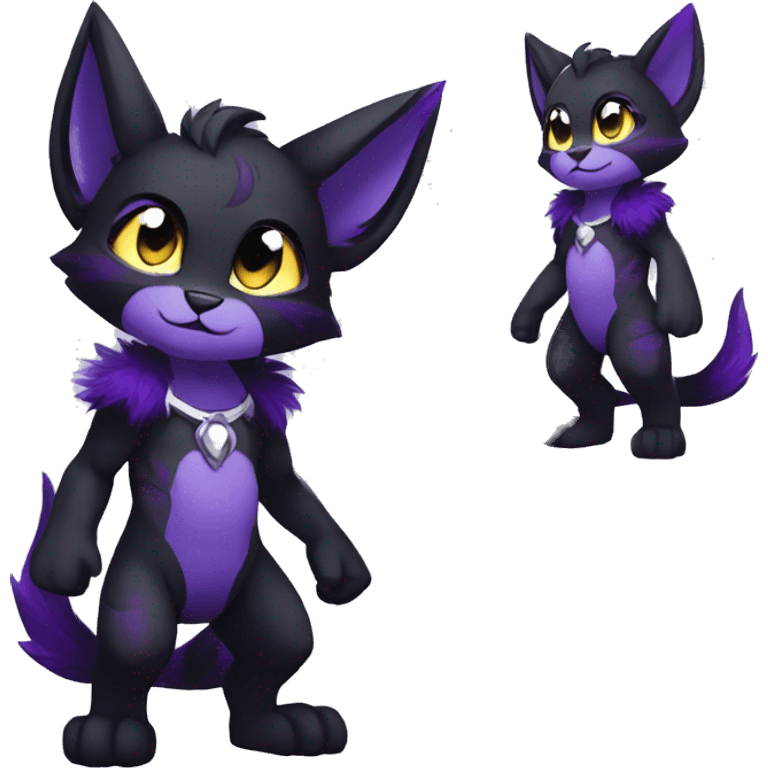 Anthro-Edgy-Cool-Black-Purple-Contrast-Colors-Fantasy-Fur-Sona-Chibi-Shiny-Fakémon-Hybrid full body emoji