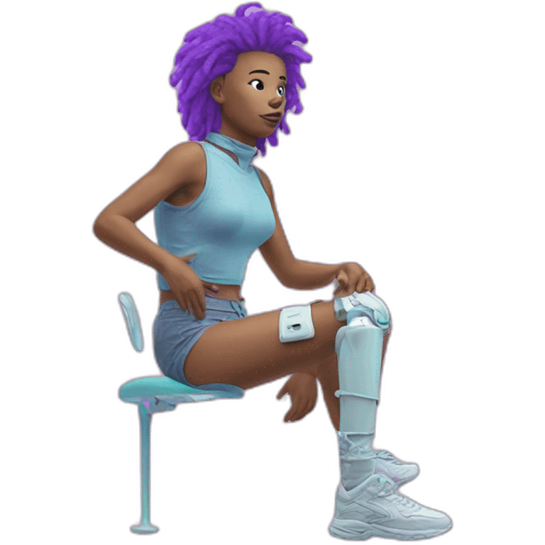 Vaporwave person with prosthetic leg  emoji