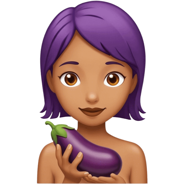 girl liking eggplant emoji