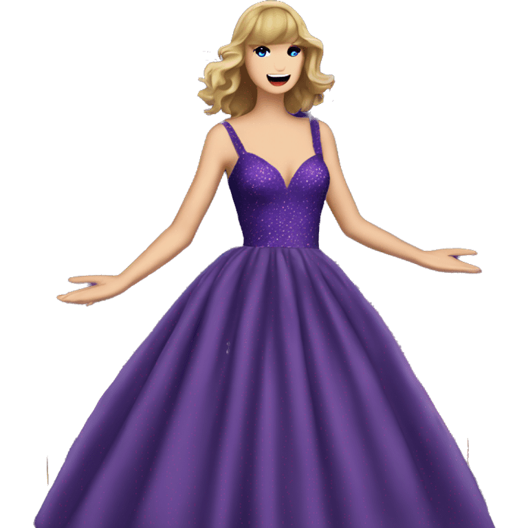 taylor swift speak now long puffy purple dress  with background fireworks  emoji