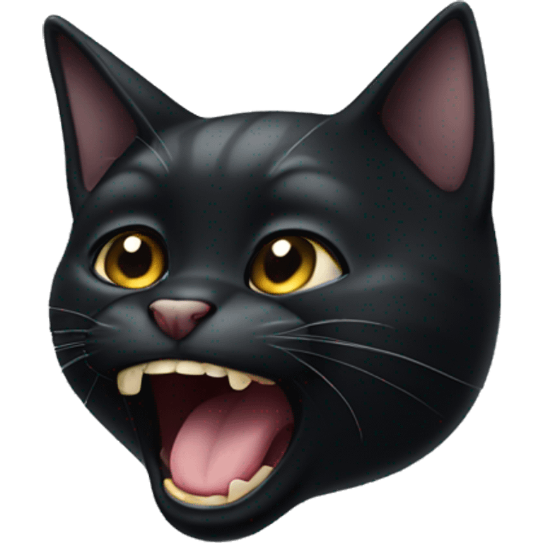 black cat with an open mouth emoji