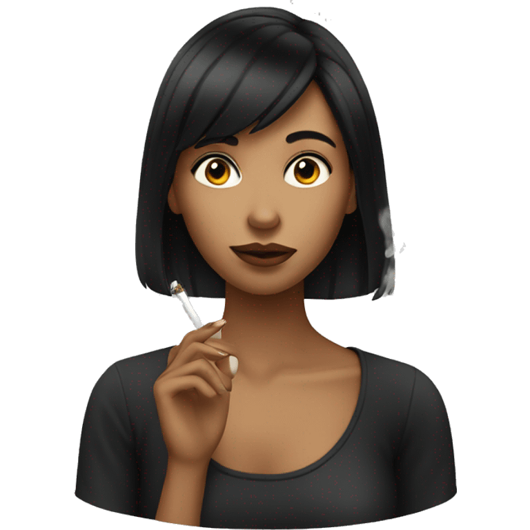 black haired girl smoking emoji