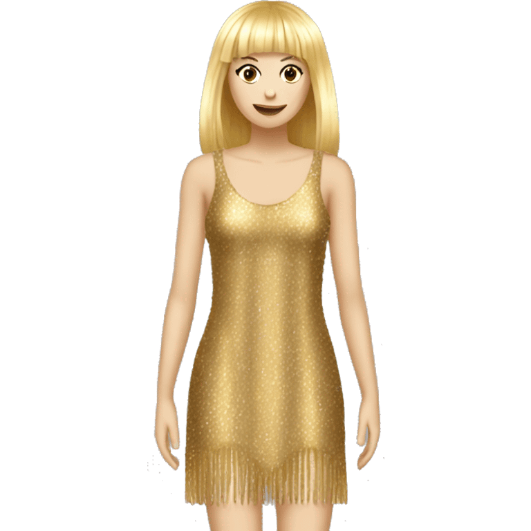 a short gold sparkly dress with fringes, dress alone emoji