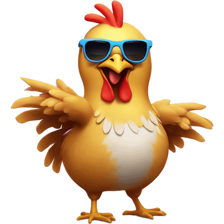 chicken with sunglasses dancing rave lights emoji