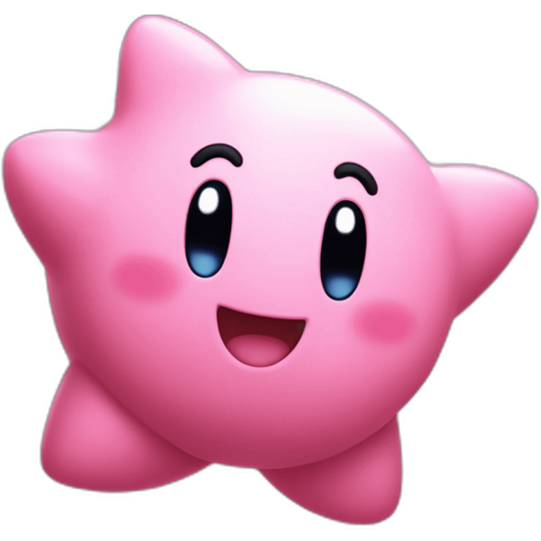 cute happy Kirby jumping on a star emoji