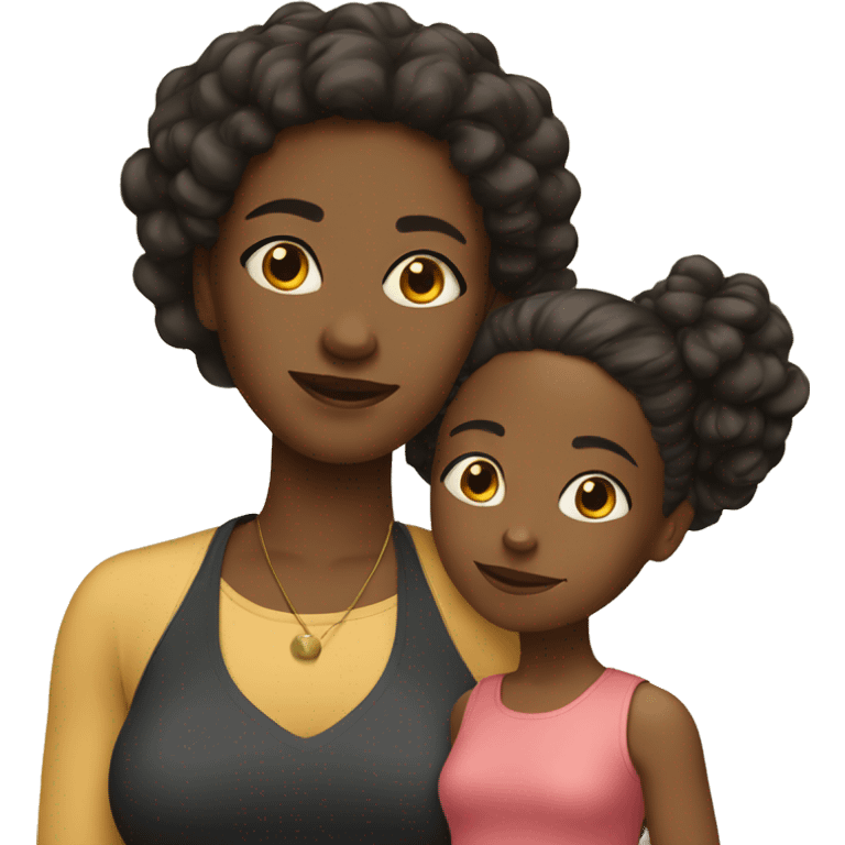 Black mom and black daughter  emoji