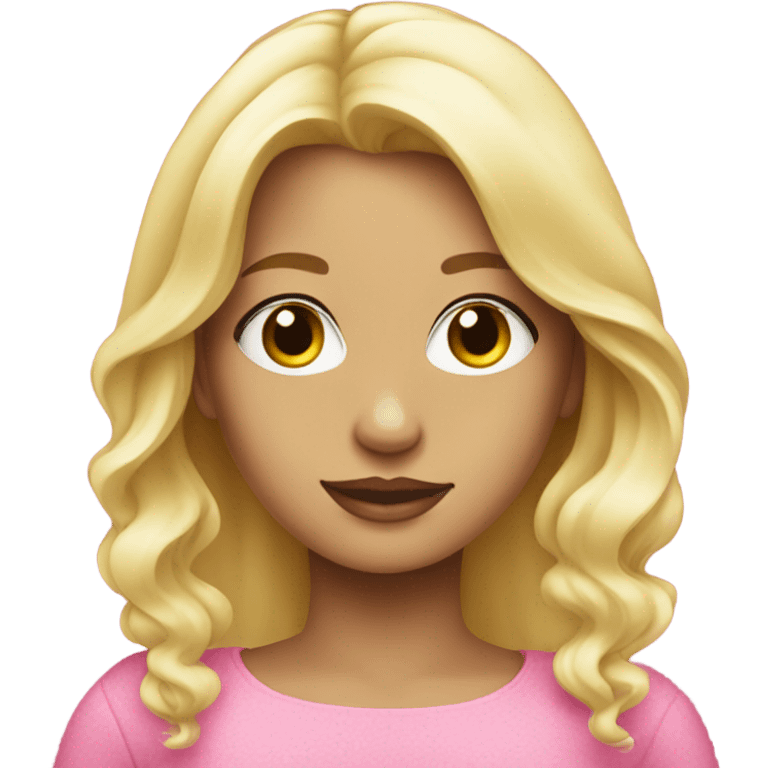 Blonde beautiful girl in pink emoji