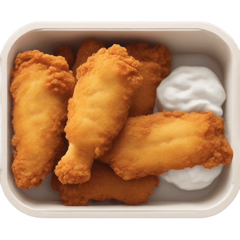 Fried chicken fingers in a styrofoam container emoji