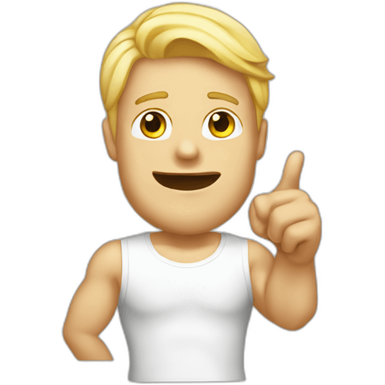 pointing finger upwards white blonde man tanktop emoji