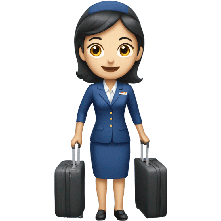 asian flight attendant with luggage  emoji