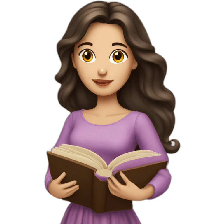 Brunette princess with book emoji