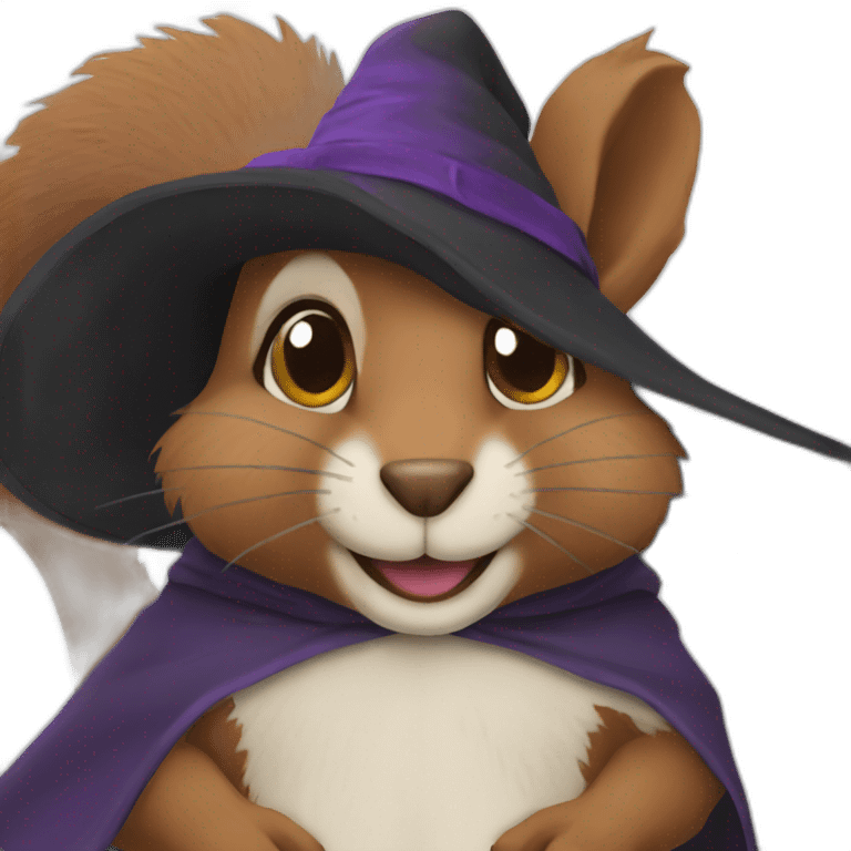 A squirrel in a witch costume emoji